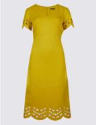 Marks & Spencer Cutwork V-neck Short Sleeve Tunic Dress Winter Lime