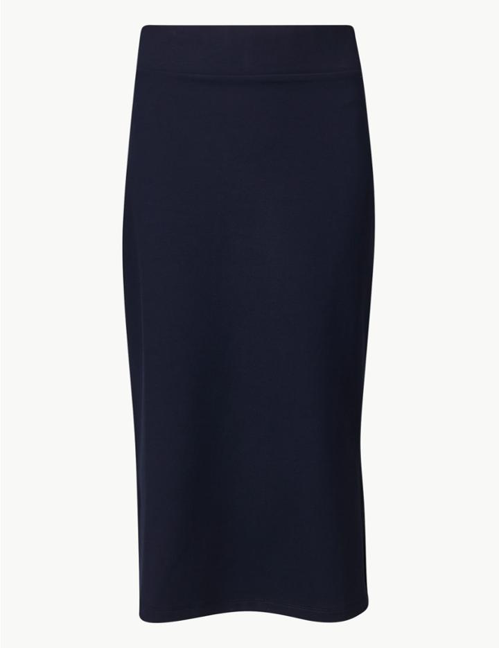 Marks & Spencer Jersey Fit & Flare Midi Skirt Navy Mix