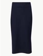 Marks & Spencer Jersey Fit & Flare Midi Skirt Navy Mix