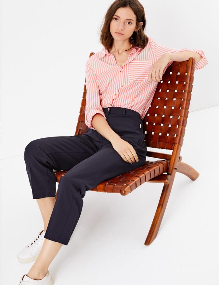 Marks & Spencer Straight Leg Zip Pocket Trousers Dark Navy