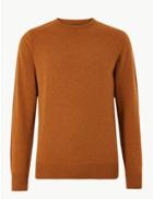 Marks & Spencer Pure Extra Fine Lambswool Crew Neck Jumper Gold