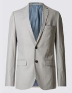 Marks & Spencer Pure Cotton 2 Button Jacket Light Grey