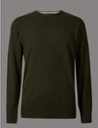 Marks & Spencer Pure Cashmere Crew Neck Jumper Khaki