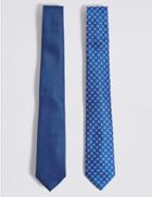 Marks & Spencer 2 Pack Assorted Ties Royal Blue