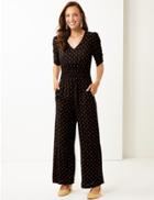 Marks & Spencer Printed Jumpsuit Black Mix