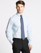 Marks & Spencer Cotton Blend Easy To Iron Slim Fit Shirt Sky Blue