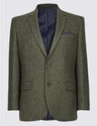 Marks & Spencer Pure Wool Textured Jacket Dark Green
