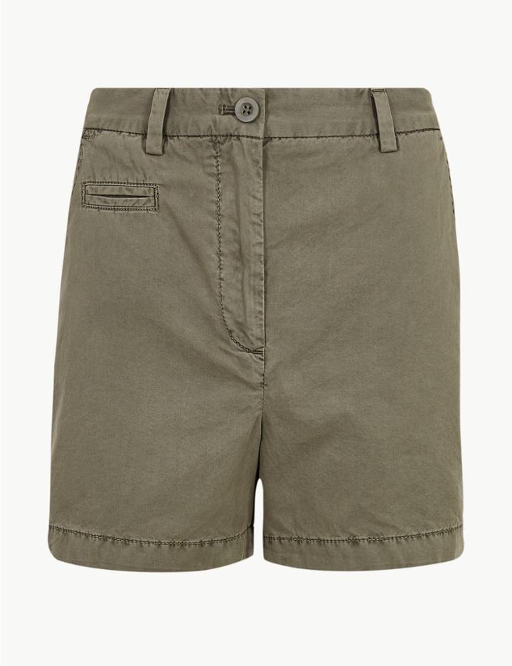 Marks & Spencer Shorter Length Pure Cotton Chino Shorts Khaki