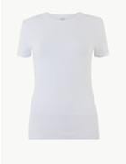 Marks & Spencer Textured Round Neck Short Sleeve T-shirt Soft White