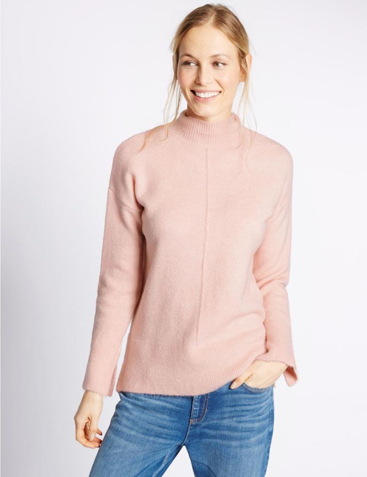 Marks & Spencer Centre Seam Funnel Neck Jumper Blush