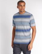 Marks & Spencer Pure Cotton Striped Crew Neck T-shirt Grey Mix