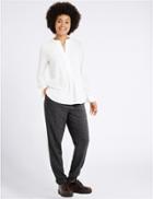 Marks & Spencer Elasticated Tapered Leg Trousers Navy Mix