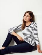 Marks & Spencer Pure Cotton Striped Long Sleeve T-shirt Ivory Mix