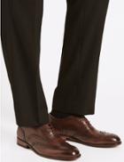 Marks & Spencer Leather Brogue Shoes Dark Tan