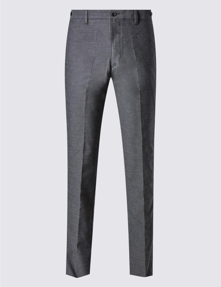 Marks & Spencer Cotton Stretch Slim Fit Flat Front Chinos Grey