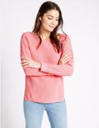 Marks & Spencer Pure Cotton Ribbed Slash Neck Jumper Fondant