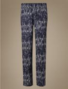 Marks & Spencer Shard Print Wide Leg Trousers Navy Mix