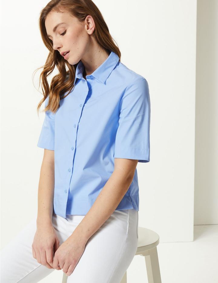 Marks & Spencer Oversized Short Sleeve Shirt Chambray