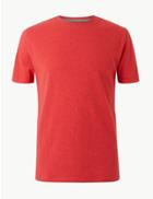Marks & Spencer Slim Fit Pure Cotton Crew Neck T-shirt Red Mix