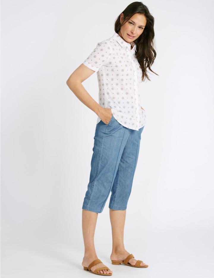 Marks & Spencer Mid Rise Straight Leg Cropped Jeans Chambray
