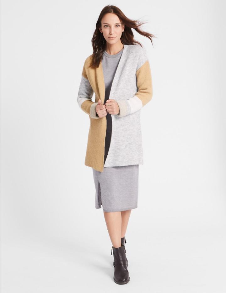 Marks & Spencer Colour Block Cardigan Camel Mix