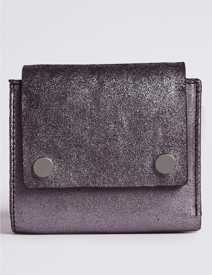 Marks & Spencer Leather Stud Purse Metallic