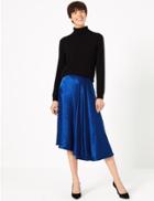 Marks & Spencer Satin Asymmetric Slip Skirt Cobalt