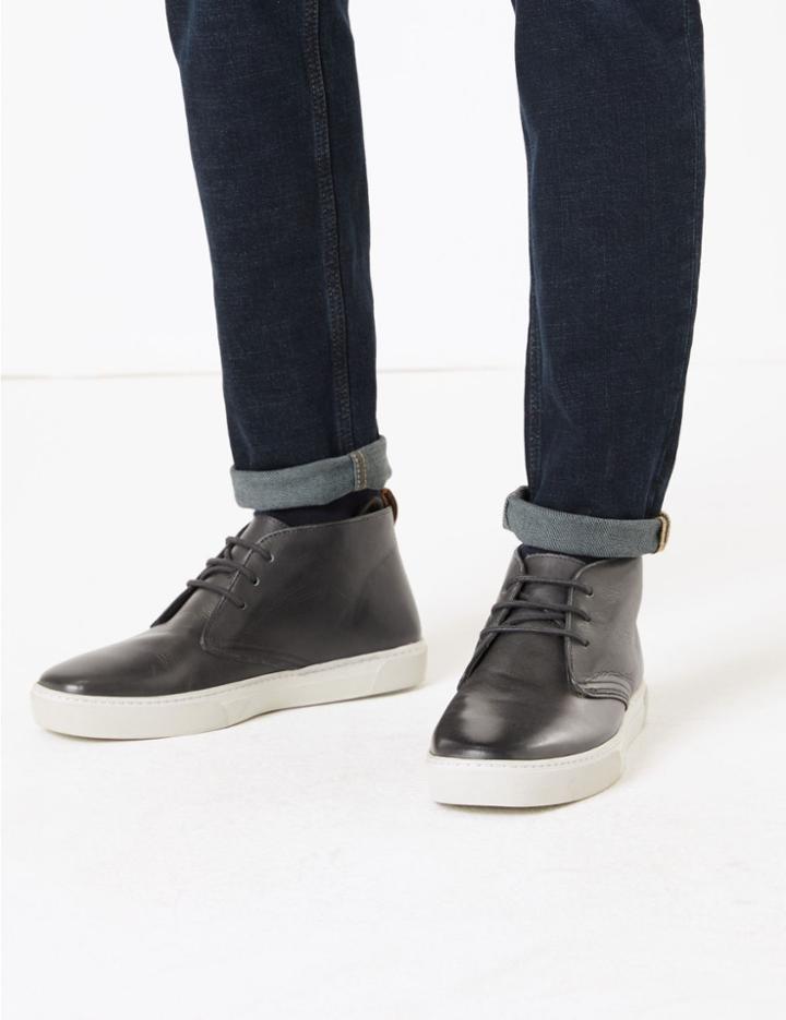 Marks & Spencer Leather Lace-up Chukka Boots Dark Grey