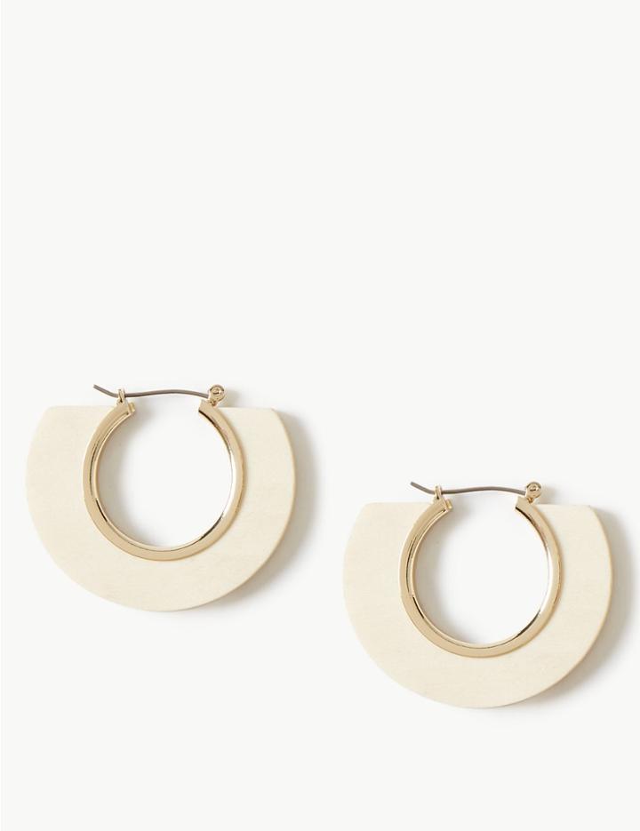 Marks & Spencer Wooden Hoop Earrings Cream Mix