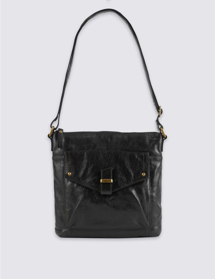 Marks & Spencer Leather Across Body Bag Black