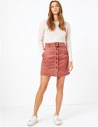 Marks & Spencer Cord Button Front Belted Mini Skirt Pink Mix