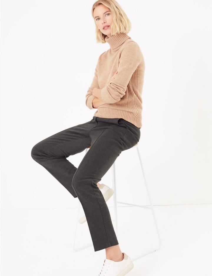 Marks & Spencer Ponte Straight Leg Ankle Grazer Trousers Charcoal