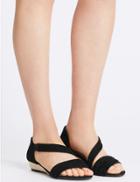 Marks & Spencer Suede Wedge Asymmetrical Sandals Black