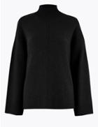 Marks & Spencer Cashmere Funnel Neck Relaxed Fit Jumper Black C