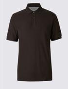 Marks & Spencer Pure Cotton Polo Shirt Medium Brown