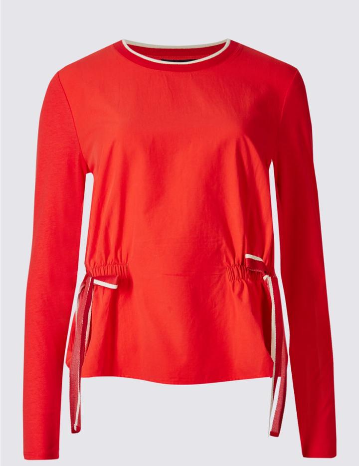 Marks & Spencer Modal Blend Tie Front Jersey Top Red