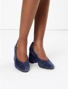 Marks & Spencer Cord Flared Block Heel Court Shoes Navy