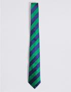 Marks & Spencer Pure Silk Bold Stripe Tie Green Mix