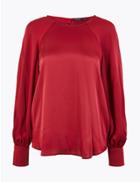 Marks & Spencer Satin Relaxed Fit Shell Top Morello Cherry