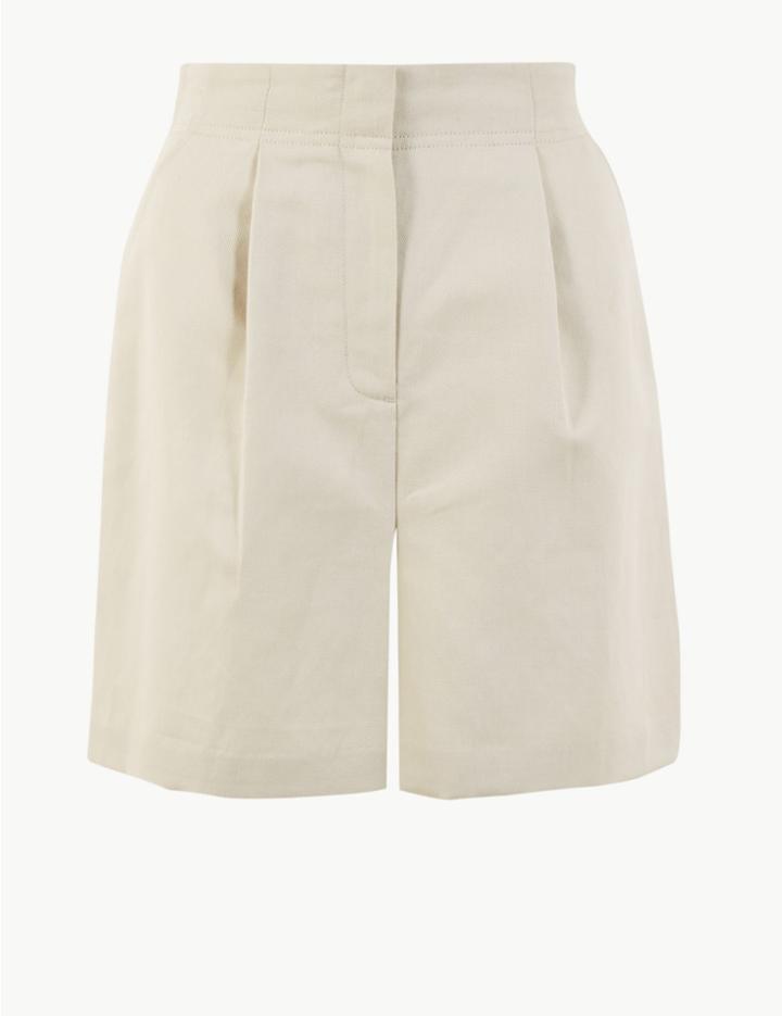 Marks & Spencer Linen Rich Shorts Stone