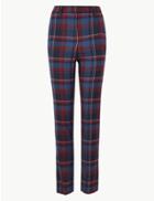 Marks & Spencer Tartan Check Slim Fit Trousers Navy Mix