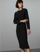 Marks & Spencer Stitch Detail Long Sleeve Midi Dress Black