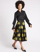 Marks & Spencer Floral Jacquard A-line Midi Skirt Black Mix