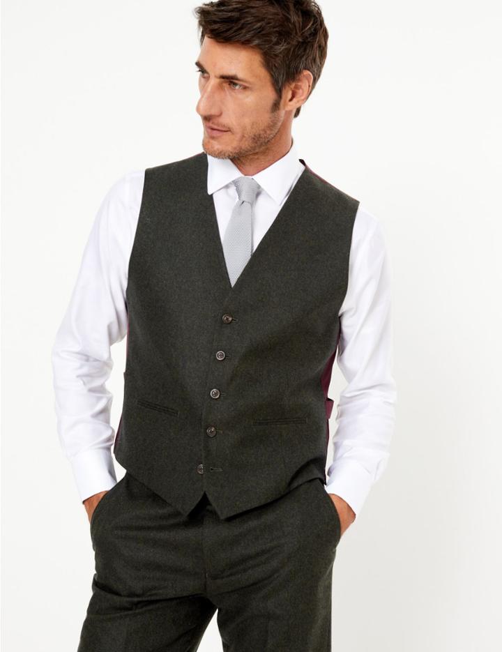 Marks & Spencer Tailored Fit Waistcoat Dark Green