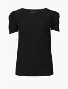 Marks & Spencer Textured Round Neck Short Sleeve T-shirt Blush