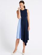 Marks & Spencer Colour Block Wrap Midi Dress Navy Mix