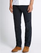 Marks & Spencer Pure Cotton Regular Fit Moleskin Trousers Navy