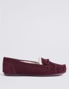 Marks & Spencer Suede Moccasin Slippers Berry