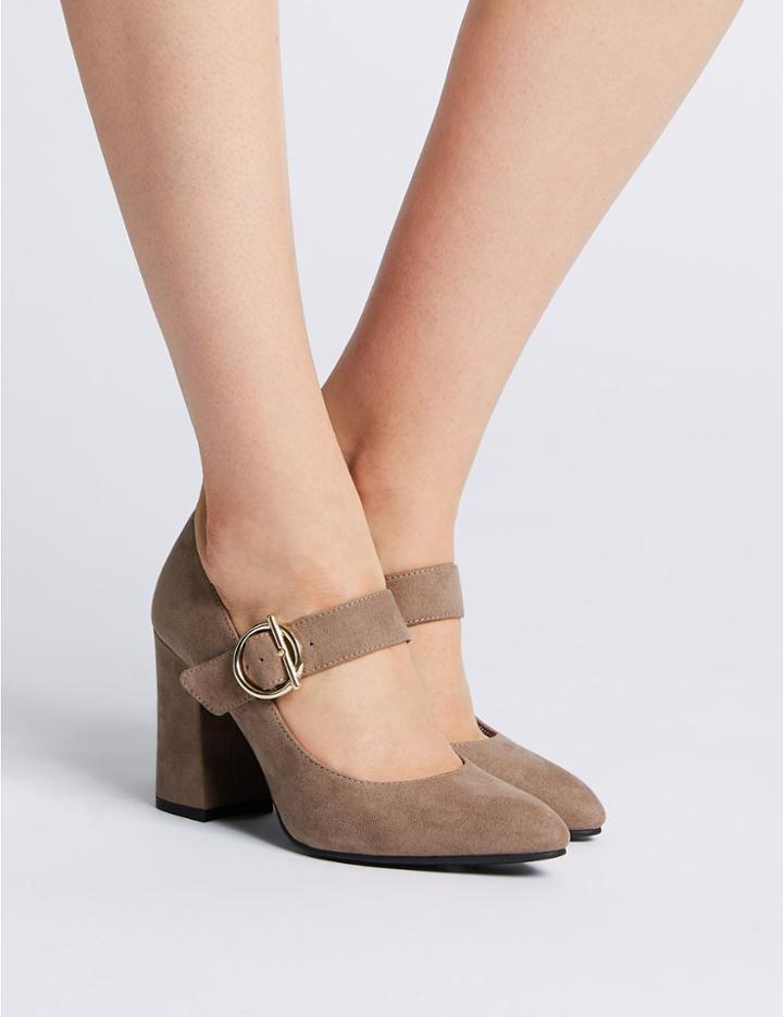 Marks & Spencer Block Heels Court Shoes Grey