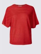 Marks & Spencer Batwing Round Neck Half Sleeve Jumper Red